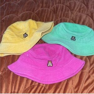 Teddy Fresh Yellow and Green Bucket Hats Soft Cotton Accessories